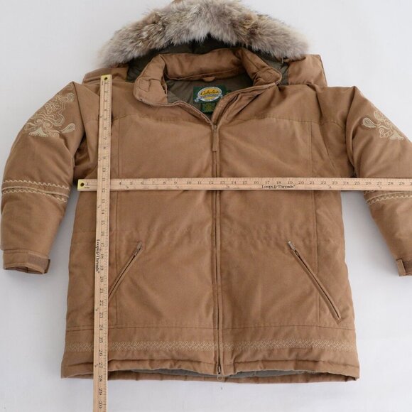 VTG Cabela's for Women 80% Goose Down 100% Coyote Fur Hood Puffer Zip Up Jacket - Picture 4 of 15